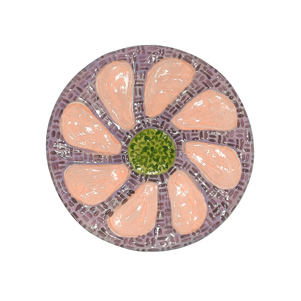 Hand-Painted Oyster Plate, Lavender Thatch